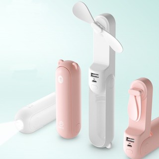 Quạt mini cầm tay 3 trong 1 hình gấu , quạt tích điện cầm tay , kiêm đèn pin và sạc dự phòng tiện lợi
