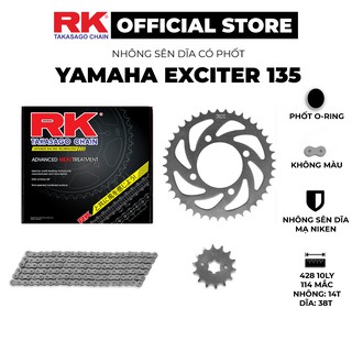 Nhông Sên Dĩa xe máy Yamaha Exciter 135 - Nhông Sên Dĩa RK - Nhông Dĩa thép - Sên có phốt O-ring chuyên tải nặng