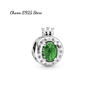 charm pan vương miện xanh lá bạc s925 cao cấp