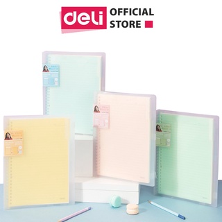 Sổ bìa còng kèm lõi Deli gáy lò xo khổ A5 / B5 có file lá phân và sticker đi kèm làm planner bullet journal caligraphy