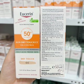 Eucerin Kem Chống Nắng Kiểm Soát Nhờn Sun Oil Control Dry Touch SPF50+ 50ml( (NEW)