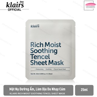 Mặt nạ dưỡng ẩm sâu, làm dịu dành cho da nhạy cảm, kích ứng Klairs Rich Moist Soothing Tencel Sheet Mask 25ml