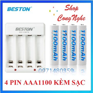 Combo hộp 4 pin sạc AAA1100, AAA600 kèm sạc hoặc pin riêng hãng BESTON cho điều khiển tivi, điều khiển điều hòa