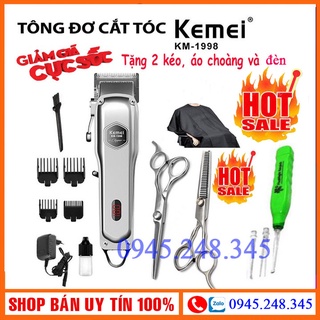 Tông đơ cắt tóc chuyên nghiệp Kemei KM-1998 phiên bản pro Pin 2000mAh, máy siêu nhẹ siêu mạnh siêu êm.