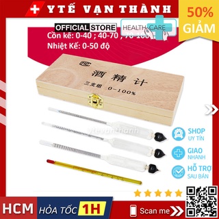 ✅ Dụng Cụ Đo Nồng Độ Cồn (Cồn Kế, Tửu Kế) Hộp Vàng (0-40-70-100 và Đo Nhiệt Độ) -VT0950