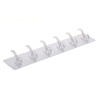 Móc nhựa dán tường trong suốt 6 đầu BSHN