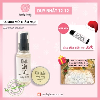 Set làm mờ thâm mụn dưỡng sáng da thiên nhiên Toner dấm táo - kem thâm nghệ Sunday Beauty