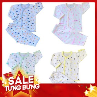 (Hàng loại 1) Combo 3 bộ quần áo sơ sinh tay dài in họa tiết JOU (100% cotton cao cấp)