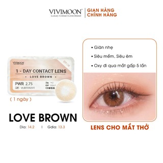 Kính Áp Tròng 1 Ngày Hàn Quốc Cho Mắt Thở Nâu Tây Trong Veo Vivimoon Love Brown
