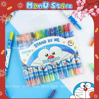Bút sáp màu vặn hộp 12 cây hình DORAEMON DOREMON dễ thương cute MON0077