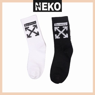 Vớ unisex bắp chân chữ X, tất nam nữ trắng đen ulzzang NEKO