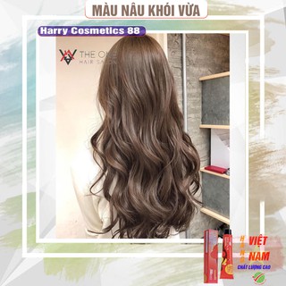 Thuốc nhuộm tóc Nâu khói vừa  [dưỡng tóc]  [lên màu chuẩn] tự nhuộm tóc tại nhà + tặng kèm Oxy trợ nhuộm và gang tay