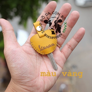 [Màu vàng] Bao Da Chìa Khóa Vespa, remote tìm xe handmade da thật