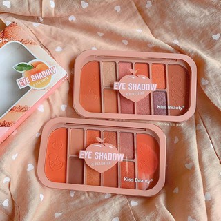 Bảng Phấn Mắt 10 Ô KissBeauty  Tone Cam Đào Tây Chính Hãng Nội Địa