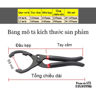 Kìm tháo đầu lọc dầu chuyên dụng 10 inch, 12 inch độ mở 30-155mm