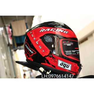 Mũ bảo hiểm fullface Agu tem racing đỏ