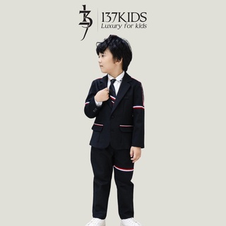 Quần dài kaki kẻ đen cho bé trai 137KIDS thiết kế cao cấp dễ phối đồ đi học đi chơi