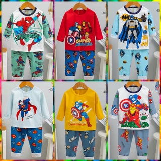 CHÁY HÀNG 2021 Bộ quần áo ngủ tay dài siêu nhân thun cotton mịn bao mát