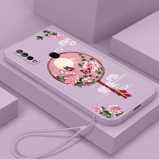 Ốp Điện Thoại Silicon Mềm Họa Tiết Hoa Mẫu Đơn Có Dây Đeo Cho oppo a31