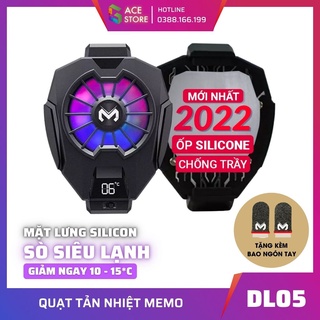 Memo DL05 | Quạt tản nhiệt sò lạnh cho điện thoại, Màn hình LED hiển thị nhiệt độ, LED RGB, Tặng kèm bao tay chơi game
