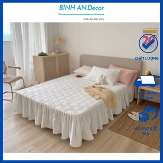 Tấm trải phủ đệm chất liệu Cotton lụa trần 3 lớp cao cấp, an toàn thân thiện