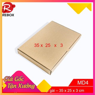 Hộp Carton 35x25x3 - 75 hộp gói hàng quần áo nắp cài giá rẻ