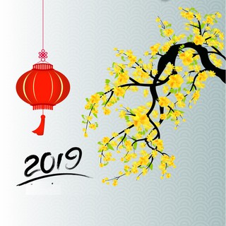 Decal trang trí tết - Cảnh Mai Vàng kèm lồng đèn đỏ 2019 ( ẢNH + VIDEO thật )
