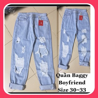 [Có Size Đại 26-35] Quần Jeans Baggy Rách Thời Trang - Lưng Cao Cực Hot