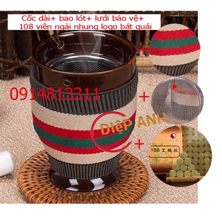 {COMBO} Cốc xông ngải cứu+ 108 viên ngải logo bát quái