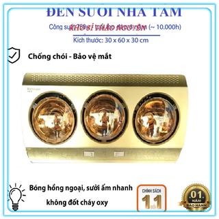 Đèn sưởi phòng tắm treo tường loại 2 bóng / 3 bóng ánh sáng vàng có bảo hành.