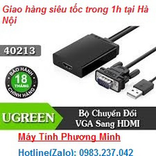 Cáp Chuyển Đổi Vga Sang HDMI Ugreen 40213 Cấp Nguồn Qua Cổng USB- Sản phẩm chính hãng
