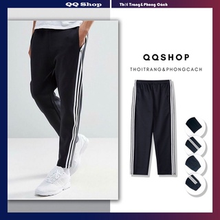 quần thể thao nam nữ chất liệu nỉ dày dặn 3 sọc trẻ trung ống suông ống bo  - QQ SHOP
