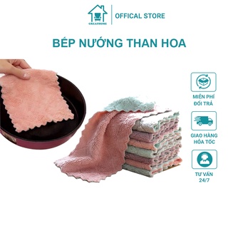 Combo 3 khăn lau bếp đa năng, Khăn lau kính 2 mặt siêu thấm nước