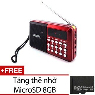 Loa nghe nhạc kèm radio Craven CR-26 (Đỏ) + Tặng 1 thẻ nhớ microSD 8GB