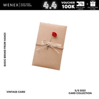 Thiệp Handmade Thủ Công Giấy Kraft Hoa WENEX Viết Tay Vintage Cổ Điển Quà Tặng Cảm Ơn Tết Năm Mới, Chúc Mừng Sinh Nhật