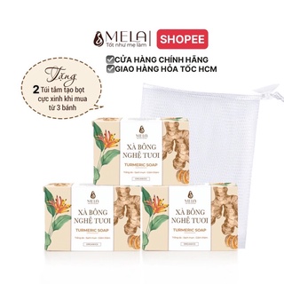 combo 3 Xà Bông Nghệ Mela Thiên Nhiên chăm Sóc Mặt Và Body Giúp Da Sáng Khoẻ Mờ Thâm, Xà Phòng Organic Giảm Mụn 100g