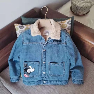 Áo khoác jean Zara Micky lót lông cừu bé trai