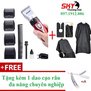 [ CÓ VIDEO THẬT ] Tên sản phẩm: Tông đơ cắt tóc gia đình JC 0817 tặng kèm áo choàng cắt tóc và dao cạo râu đa năng