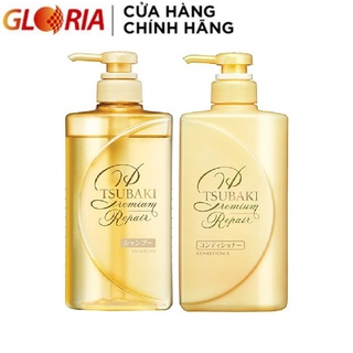 [Mã FMCGMALL -8% đơn 250K] Bộ đôi gội xả Phục hồi ngăn rụng tóc Premium Repair Tsubaki 490ml/chai