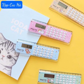 Máy tính tích hợp thước kẻ 15cm cute