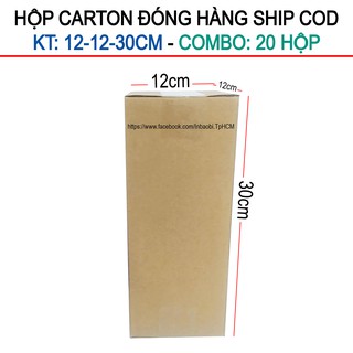20 Hộp 12x12x30 cm, Hộp Carton 3 lớp đóng hàng chuẩn Ship COD (Green &amp; Blue Box, Thùng giấy - Hộp giấy giá rẻ)