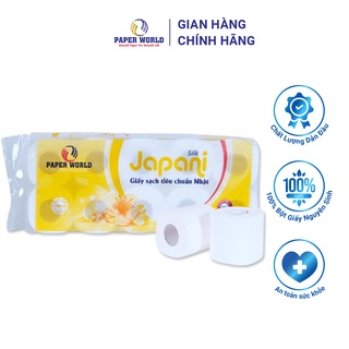 Gói 10 cuộn giấy vệ sinh 3 lớp cao cấp có lõi JAPANI SILK JPS10 | Giấy vệ sinh trắng mịn dai tiết kiệm | Thế Giới Giấy