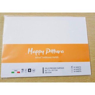 Giấy vẽ màu nước Happy Pittura, 250gsm, 10 tờ/xấp, vân ngang