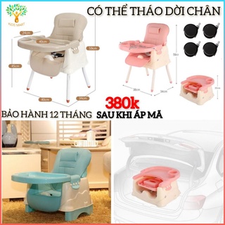 Ghế ăn dặm cho bé, ghế ăn dặm gấp gọn, [Mẫu 2021] ( Có Nệm Da, hộp để khăn giấy, Chân sắt ,Bánh xe) Bảo Hành 12 Tháng