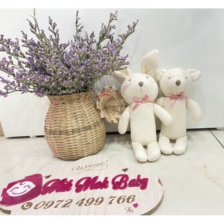 Đồ chơi Chút chít vải cho em bé Hàn Quốc hình Thỏ và Gấu, âm thanh êm tai không gây giật mình, nhẹ và có thể gặm