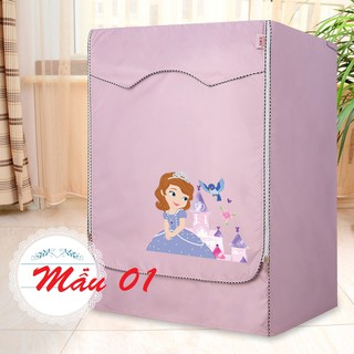 Vỏ Bọc, Áo Trùm Máy Giặt Lồng Ngang (Cửa Trước) Vải Bạt Chống Nước Bền đẹp có in hình