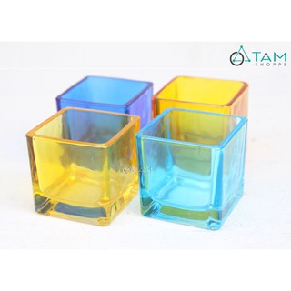 Chân nến thủy tinh vuông màu trong suốt