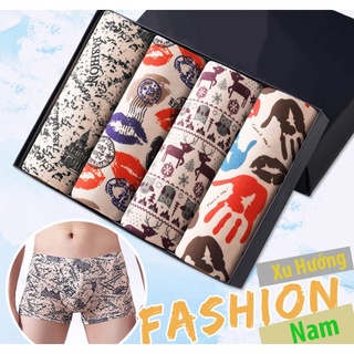 Sét 4 Quần lót đùi nam in họa tiết trẻ trung cá tính , chất liệu cotton mềm mại, co dãn tốt, ôm dáng thoải mái.