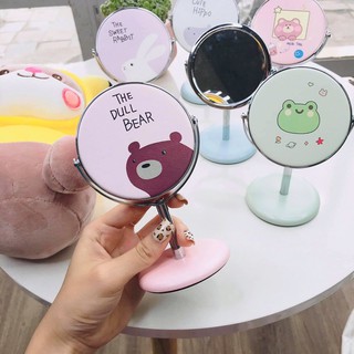 Gương trang điểm tròn xoay 360 độ Mini để bàn