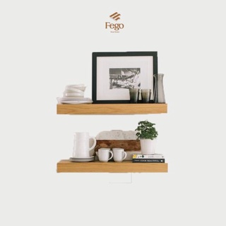 Kệ gỗ thanh ngang gắn tường FEGO 40x15cm/ Giá đỡ giấu chân bằng gỗ tự nhiên trang trí phòng bếp, phòng khách decor